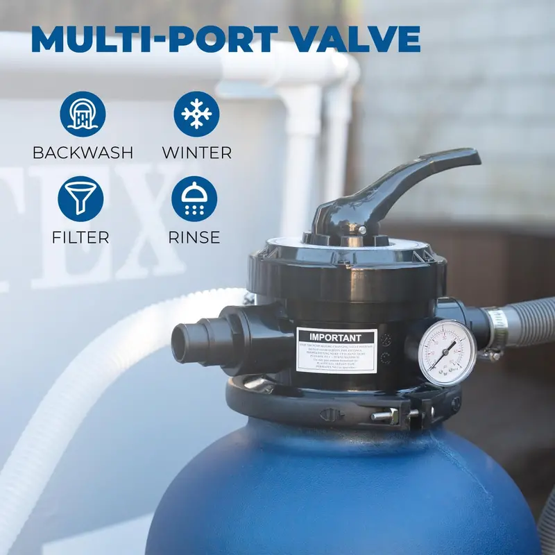 0.75 HP 13-Inch Sand Filter Pool Pump – 2400 GPH Capacity, Multiport Valve & 1-1/4" NPT Fittings for Pools up to 10,000 Gallons 2