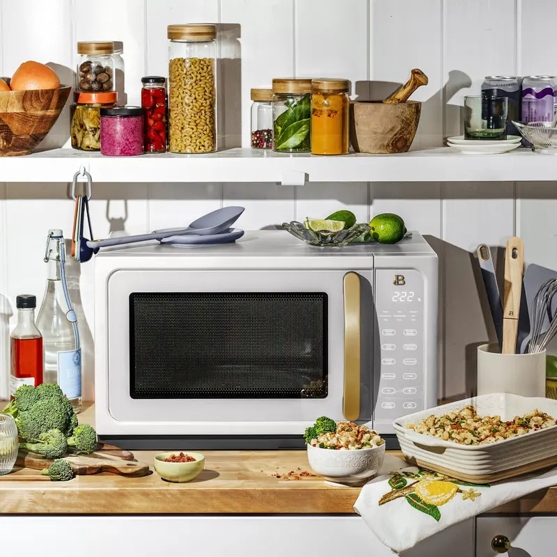 1.1-Cubic-Foot Touch-Control Microwave Oven – 1000W Compact White Sensor Model for Small Kitchens