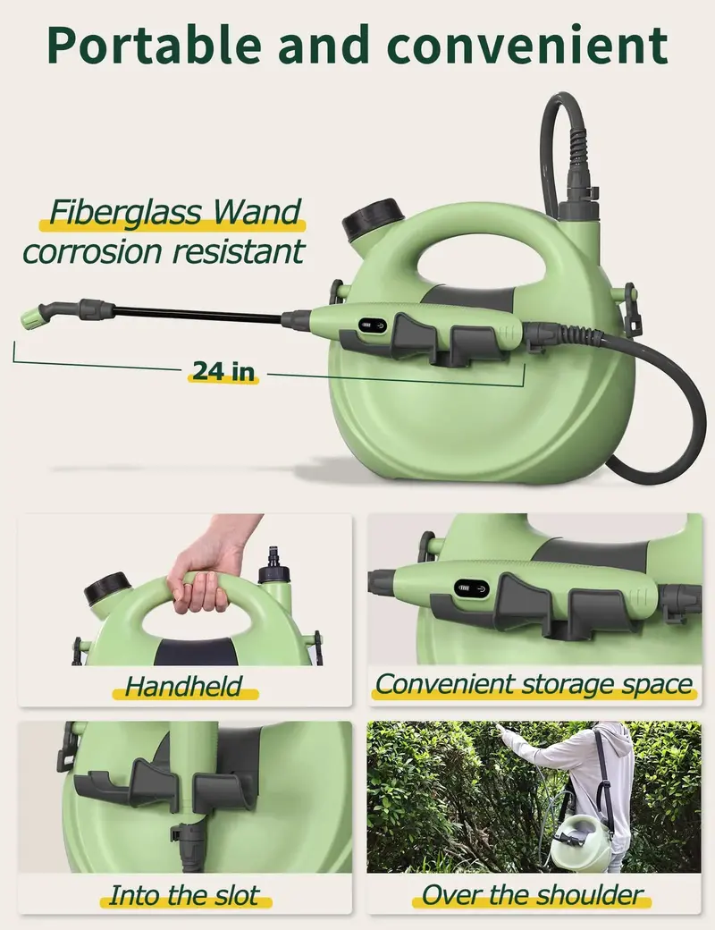 1.35-Gallon Precision Electric Sprayer – USB-Rechargeable Unit with Telescopic Wand and Fine-Tuned Adjustable Nozzle