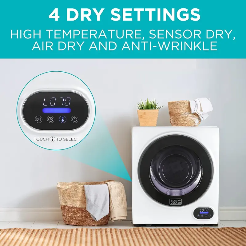 1.5 Cu. Ft. Portable Vented Dryer – 850W Compact Electric Unit with Stainless Drum & Standard 120V Plug Compatibility