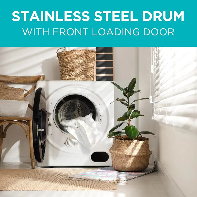 1.5 Cu. Ft. Portable Vented Dryer – 850W Compact Electric Unit with Stainless Drum & Standard 120V Plug Compatibility
