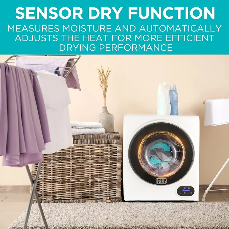 1.5 Cu. Ft. Portable Vented Dryer – 850W Compact Electric Unit with Stainless Drum & Standard 120V Plug Compatibility