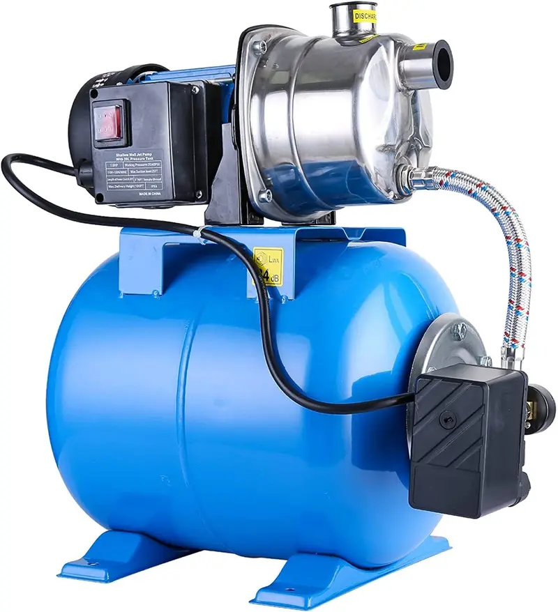 1.6HP Stainless Steel Shallow Well Jet Pump with Pressure Tank – 1268 GPH for Irrigation and Residential Water Supply