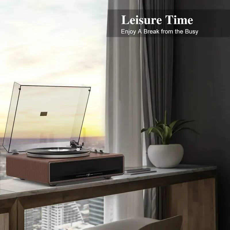 1 by ONE Belt-Drive Turntable – Vinyl Record Player with Integrated High-Fidelity Speakers 2