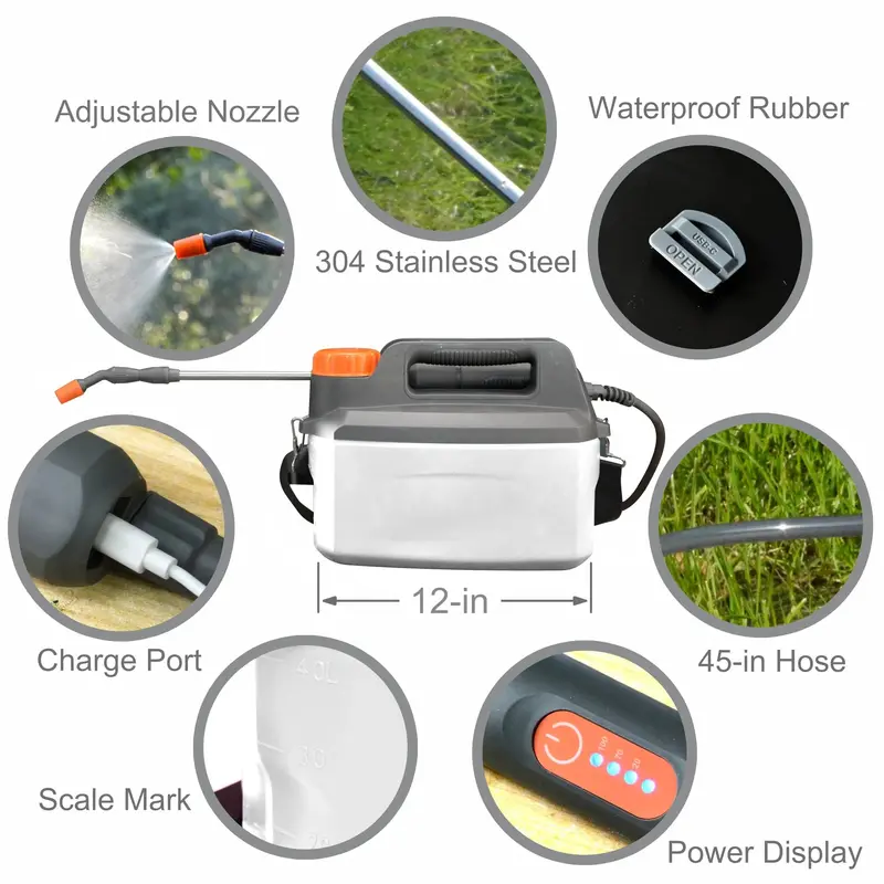 1-Gallon USB-C Powered Garden Sprayer – Telescoping Wand Design with High-Capacity 4000mAh Rechargeable Battery