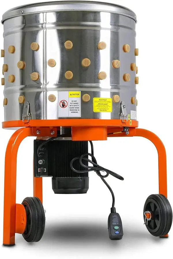 1-HP Electric Chicken Plucker by SuperHandy – Stainless Steel Drum with 92 Rubber Fingers, High-Torque Poultry Processing Unit