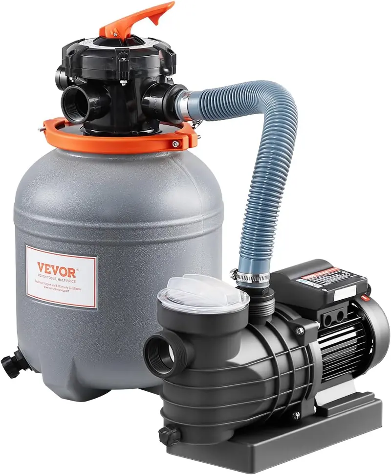 1 HP Sand Filter Pool Pump System – 3500 L/min Flow Rate with 6-Position Valve and Integrated Filter Basket