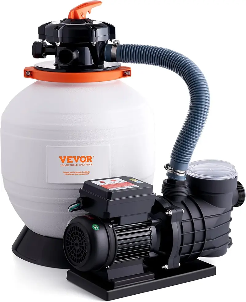 1 HP Sand Filter Pool Pump System – 3500 L/min Flow Rate with 6-Position Valve and Integrated Filter Basket