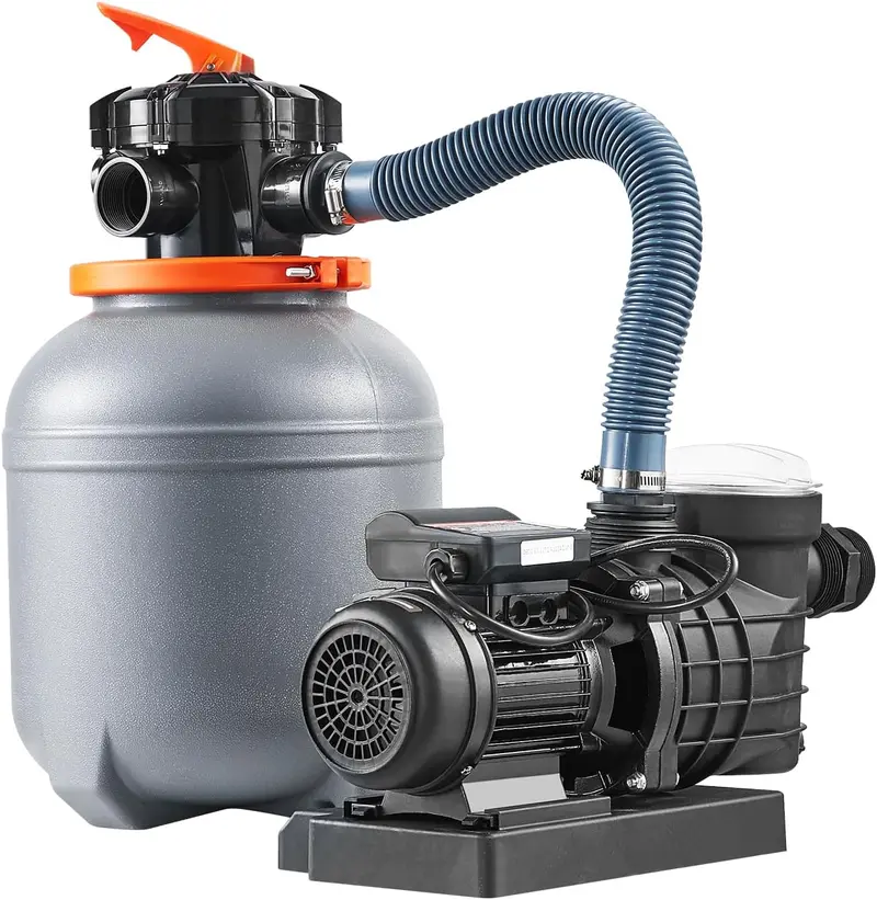 1 HP Sand Filter Pool Pump System – 3500 L/min Flow Rate with 6-Position Valve and Integrated Filter Basket