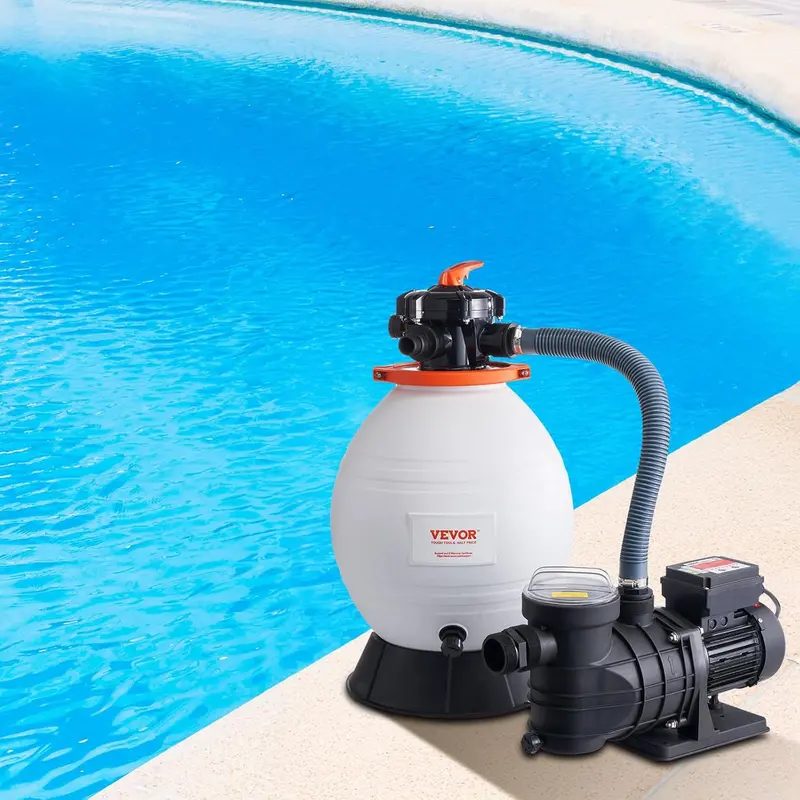 1 HP Sand Filter Pump System – 3500 L/min Flow Rate for Inground or Above-Ground Pools, 6-Position Valve & Filter Basket Included 2
