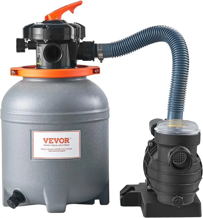 1 HP Sand Filter Pump System – 3500 L/min Flow Rate for Inground or Above-Ground Pools, 6-Position Valve & Filter Basket Included