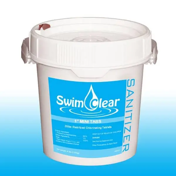 1-Inch Mini Chlorine Tablets – 25 lb Bucket for Residential Pool Sanitization