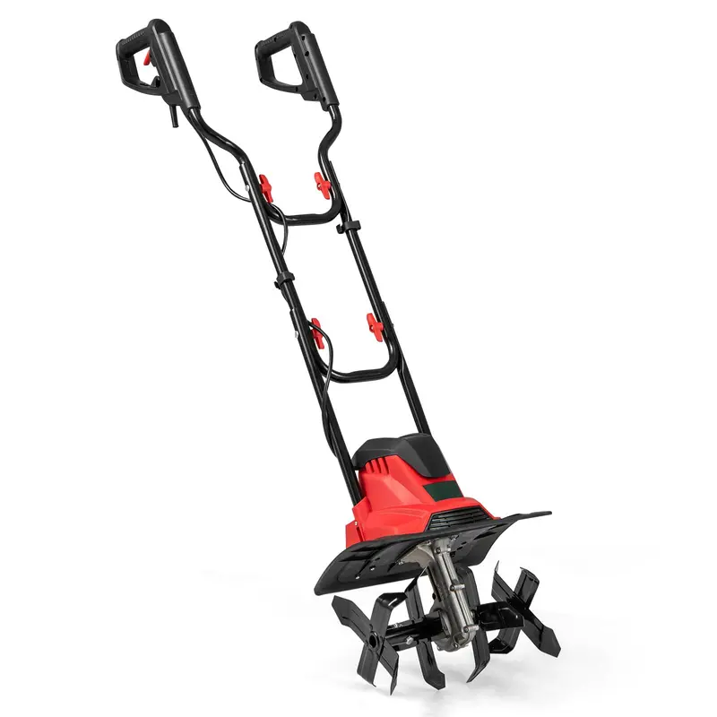 10-Amp Corded Electric Garden Tiller – Foldable Soil Cultivator