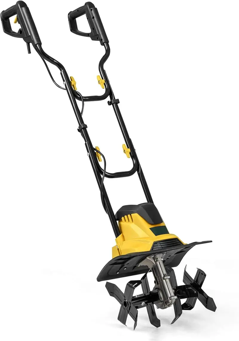10-Amp Corded Electric Garden Tiller – Foldable Soil Cultivator