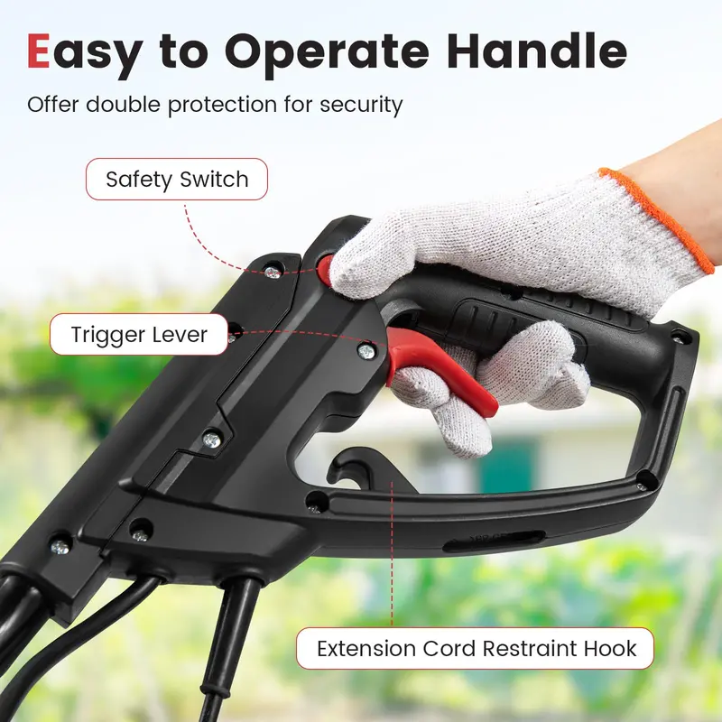 10-Amp Corded Electric Garden Tiller – Foldable Soil Cultivator