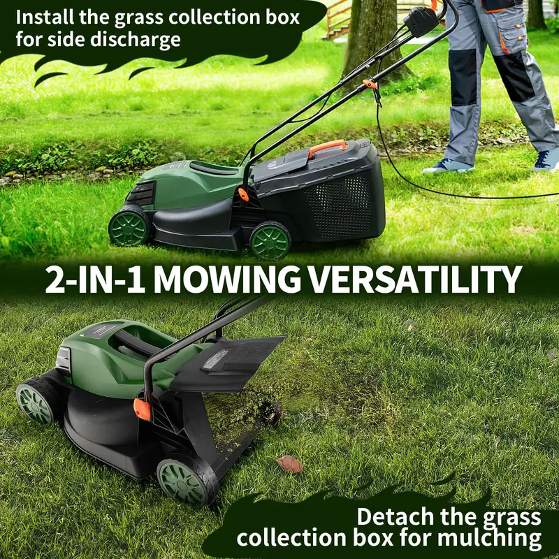 10-Amp Corded Electric Lawn Mower — 13-Inch 2-in-1 Mulching and Bagging Model 2
