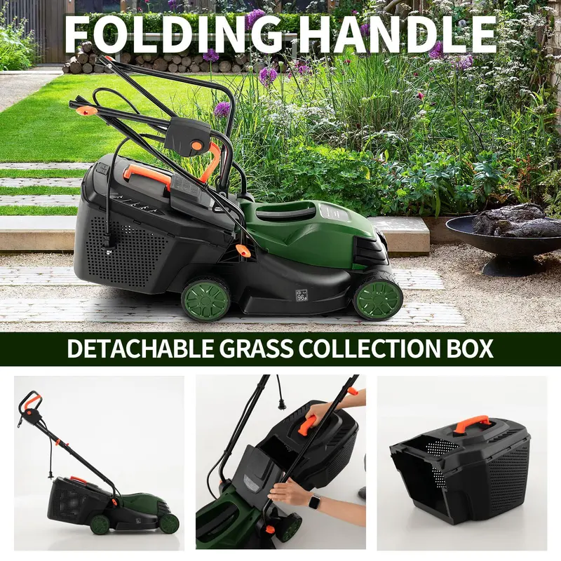 10-Amp Corded Electric Lawn Mower — 13-Inch 2-in-1 Mulching and Bagging Model