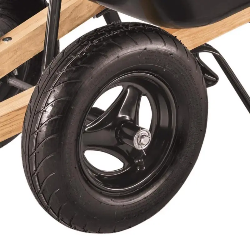 10-Cu-Ft Polyethylene Wheelbarrow – Heavy-Duty Design with 16" Pneumatic Tires & Hardwood Handles