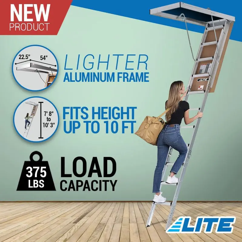 10-Foot Aluminum Attic Ladder by LITE – Type IAA Rated for 375 lbs 2