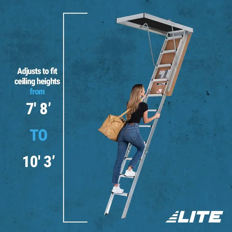 10-Foot Aluminum Attic Ladder by LITE – Type IAA Rated for 375 lbs
