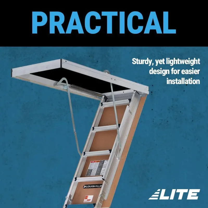 10-Foot Aluminum Attic Ladder by LITE – Type IAA Rated for 375 lbs