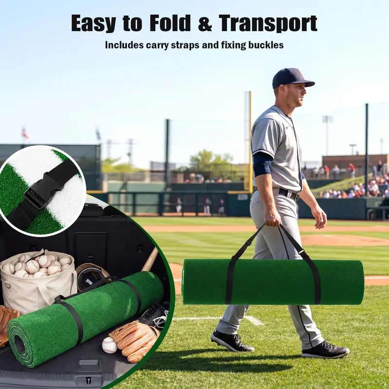 10-Foot by 3.8-Foot Baseball Batting Mat with 15mm Durable Artificial Turf – Ideal for Indoor or Outdoor Practice