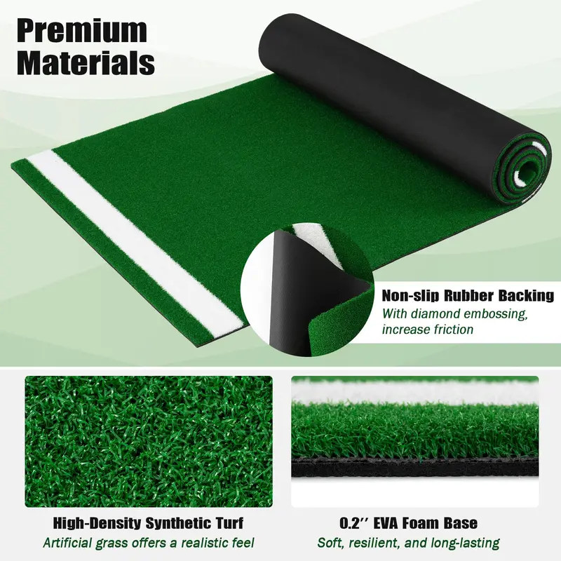 10-Foot by 3.8-Foot Baseball Batting Mat with 15mm Durable Artificial Turf – Ideal for Indoor or Outdoor Practice