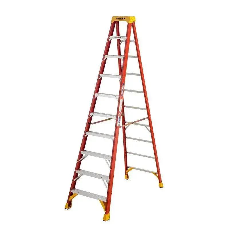10-Foot Fiberglass Step Ladder – Lightweight, Non-Conductive Construction, OSHA-Certified Safety Standards (Model 6210)