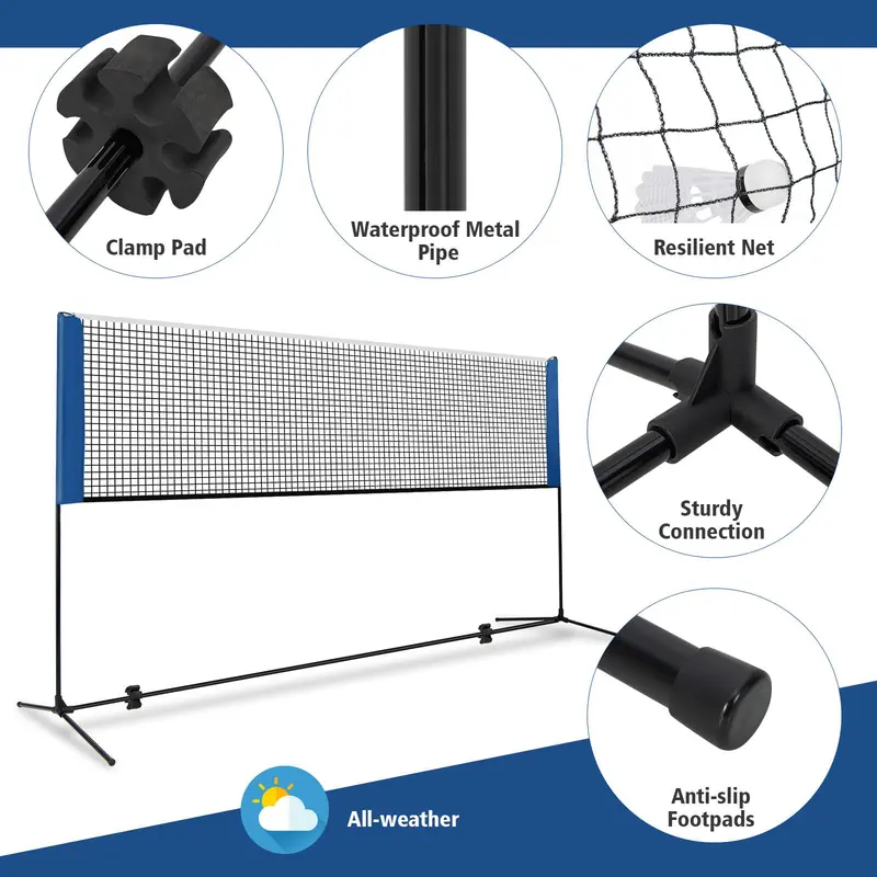 10-Foot Portable Multi-Sport Net Kit — Compact Setup for Badminton, Volleyball & Pickleball Play