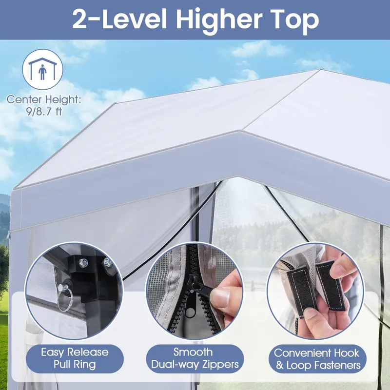 10 ft x 10 ft Pop-Up Canopy Tent with Removable Sidewalls – UPF50+ Sun Protection & Mesh Ventilation