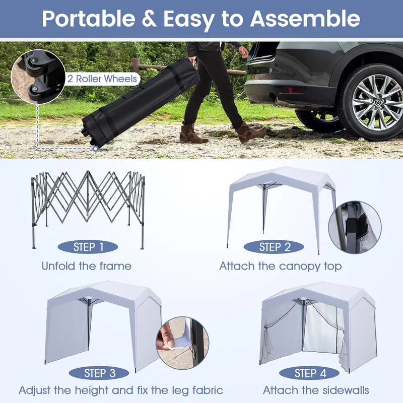 10 ft x 10 ft Pop-Up Canopy Tent with Removable Sidewalls – UPF50+ Sun Protection & Mesh Ventilation