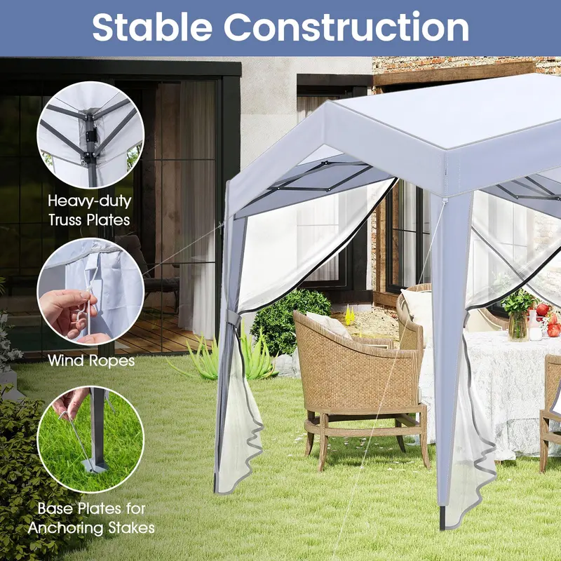 10 ft x 10 ft Pop-Up Canopy Tent with Removable Sidewalls – UPF50+ Sun Protection & Mesh Ventilation