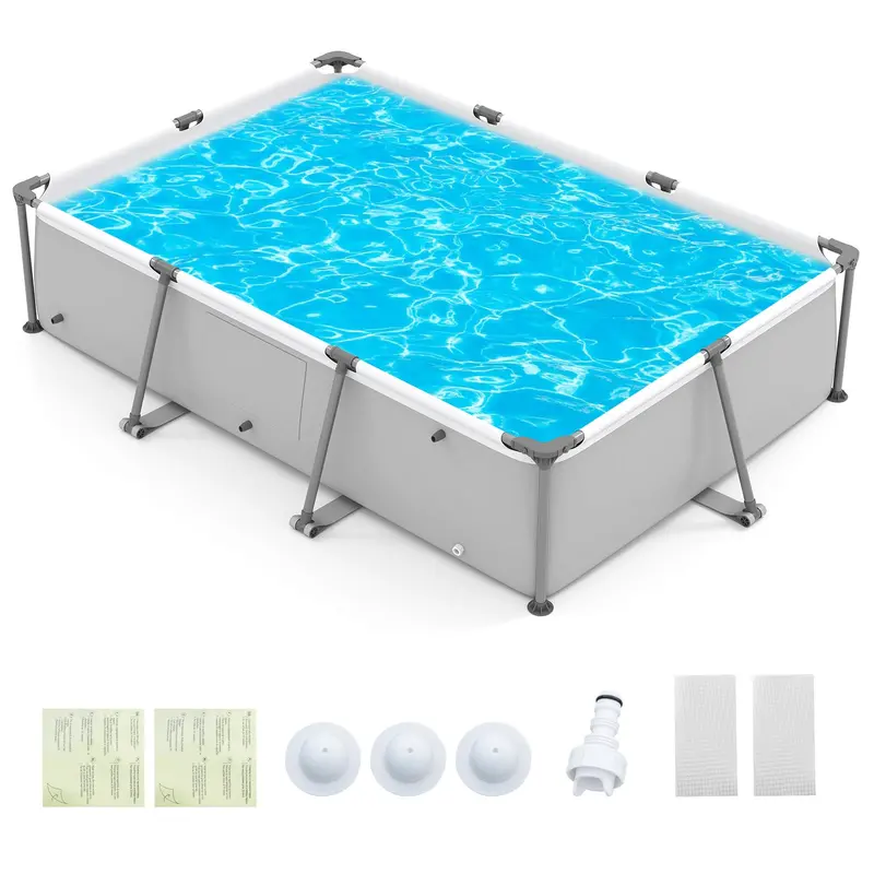 10 ft x 6.8 ft Rectangular Metal-Frame Above-Ground Swimming Pool