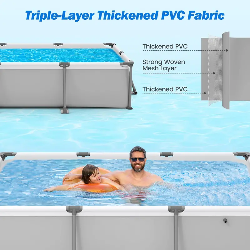 10 ft x 6.8 ft Rectangular Metal-Frame Above-Ground Swimming Pool 2