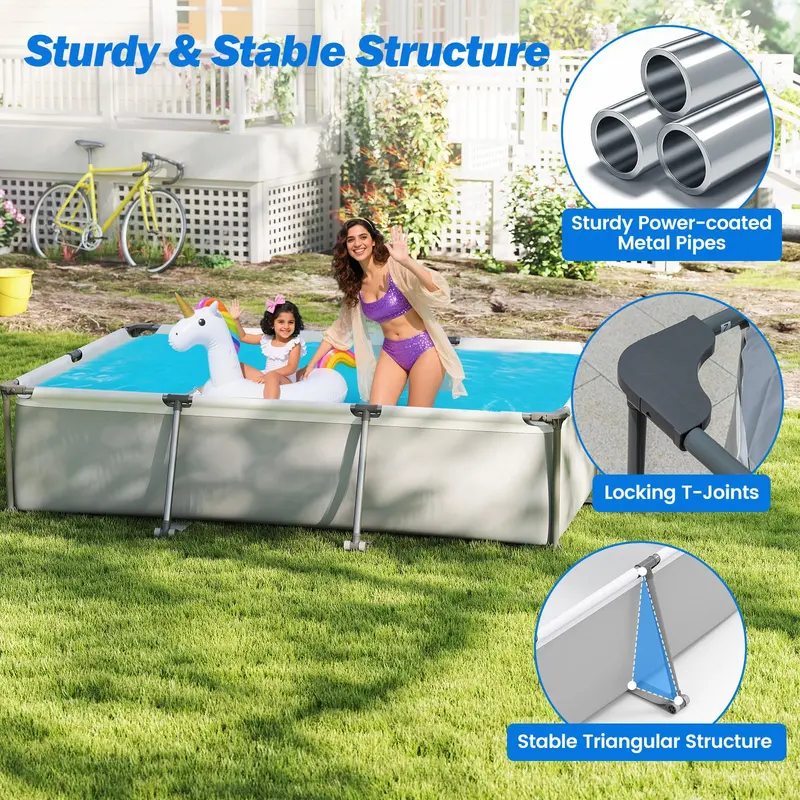 10 ft x 6.8 ft Rectangular Metal-Frame Above-Ground Swimming Pool
