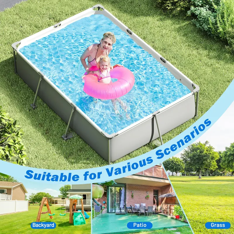 10 ft x 6.8 ft Rectangular Metal-Frame Above-Ground Swimming Pool