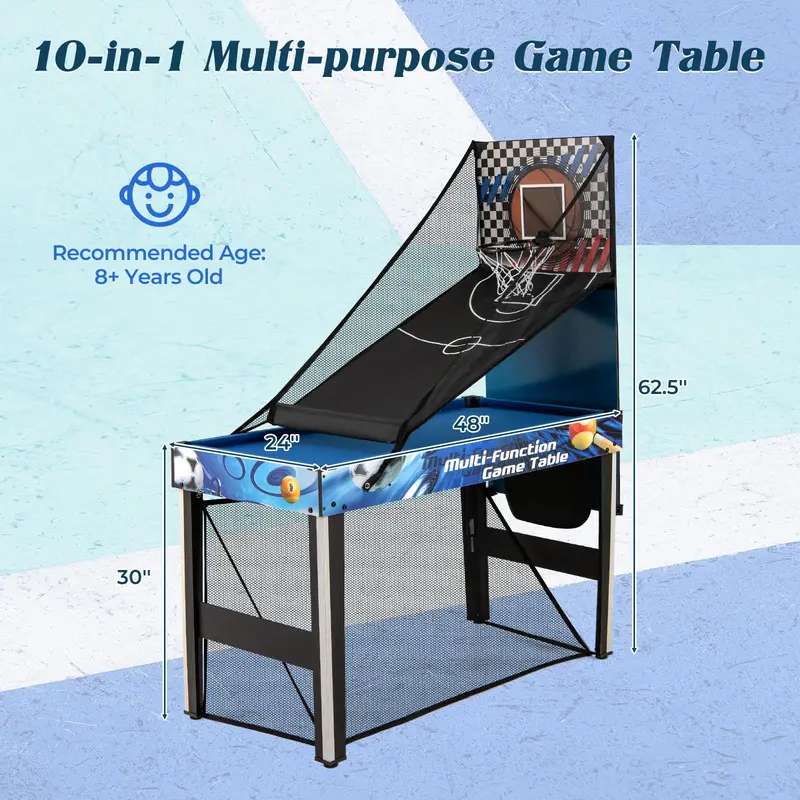 10-Game Convertible Table — 48-Inch All-in-One Hub for Parties and Family Fun