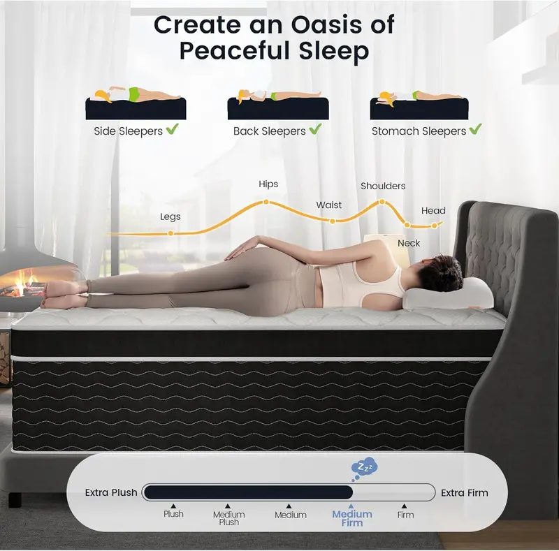 10-Inch Full-Size Hybrid Mattress in a Box: Gel Memory Foam Over Pocketed Coils, Medium-Plush Comfort