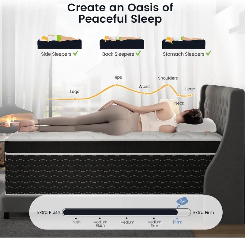 10-Inch Full-Size Hybrid Mattress in a Box: Gel Memory Foam Over Pocketed Coils, Medium-Plush Comfort