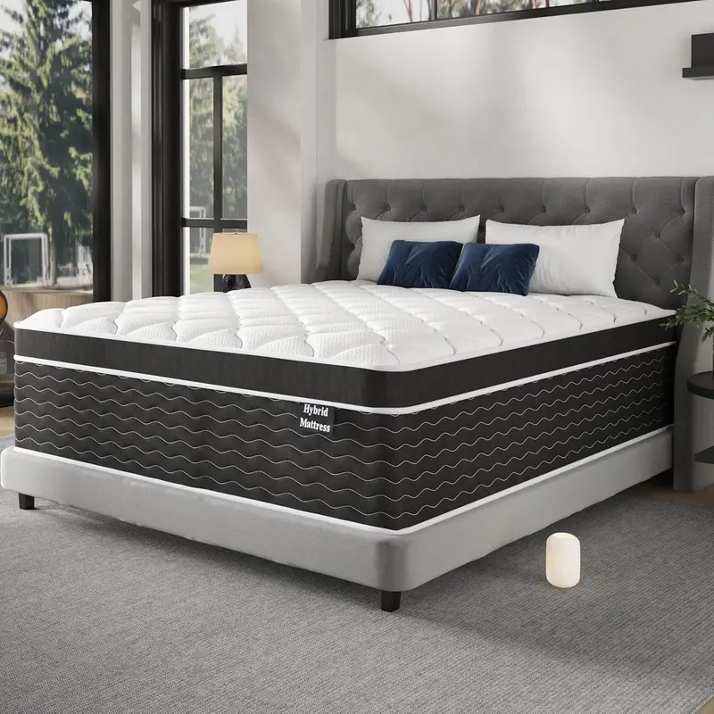 10-Inch Hybrid Mattress in a Box – Medium-Plush Support Layer for Side, Back & Stomach Sleepers