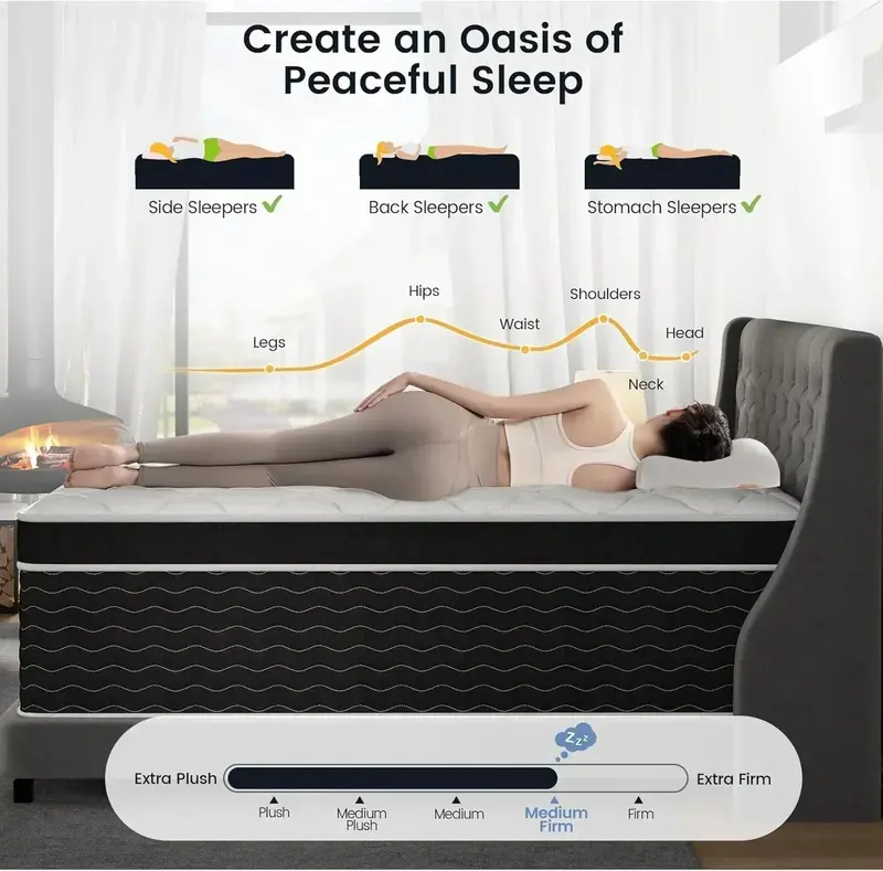 10-Inch Hybrid Mattress in a Box – Medium-Plush Support Layer for Side, Back & Stomach Sleepers 2