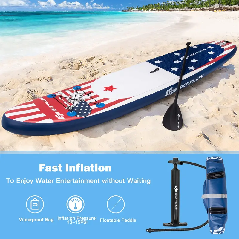 10- or 11-Foot Inflatable Stand-Up Paddle Board with Fade-Resistant Printed Graphics