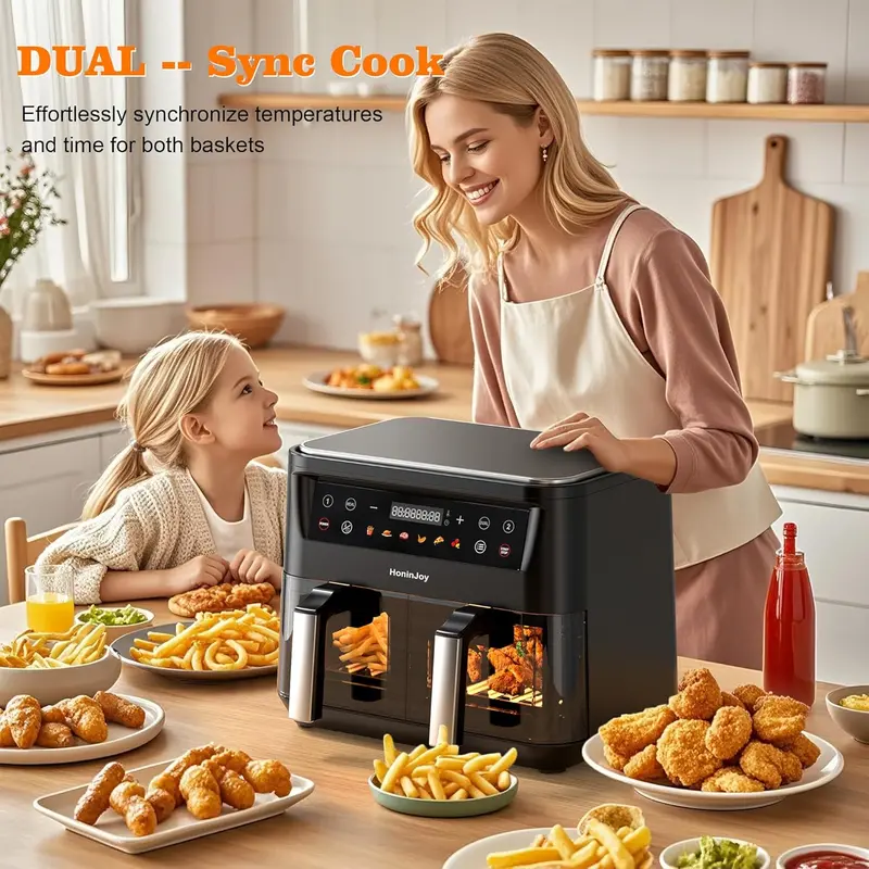 10-Quart Dual-Zone Digital Air Fryer – 10-in-1 Touchscreen Model with Viewing Window, SyncCook Technology & 50 Disposable Liners 2