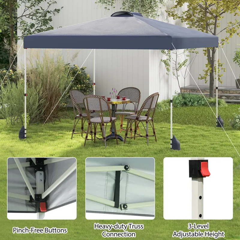 10 x 10 Foot Portable Pop-Up Canopy Tent with One Sidewall & Wheeled Storage Bag