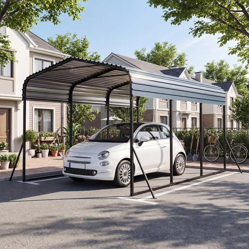 10' x 14.5' Heavy-Duty Galvanized Steel Carport Shelter for Vehicle and Equipment Protection