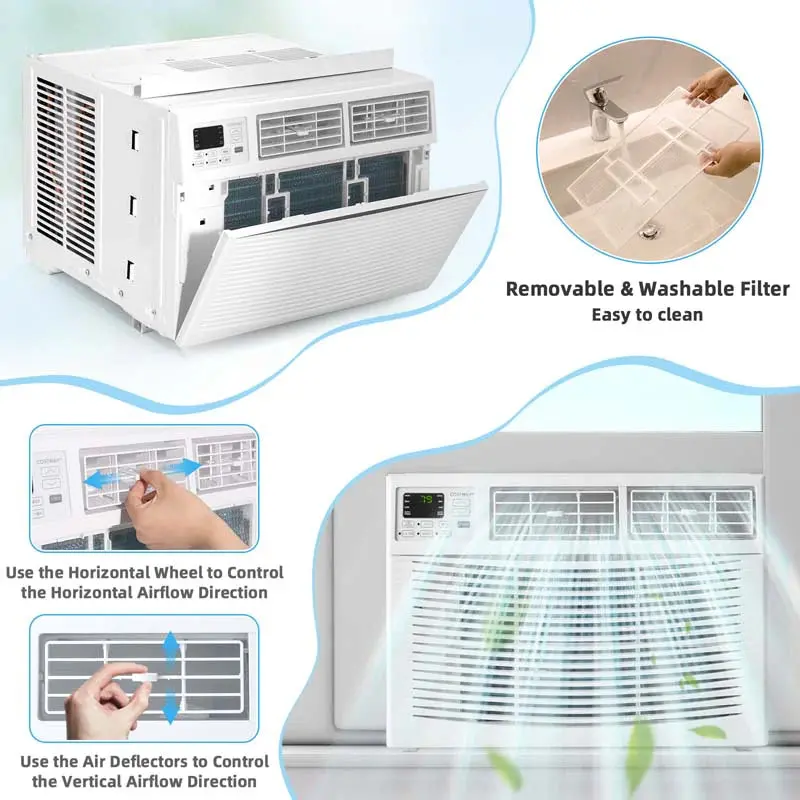 10,000 BTU Energy-Efficient Window Air Conditioner – Quiet 3-in-1 Cooling, Dehumidifying, and Eco Mode with Remote