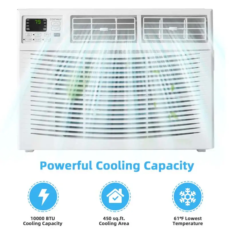 10,000 BTU Energy-Efficient Window Air Conditioner – Quiet 3-in-1 Cooling, Dehumidifying, and Eco Mode with Remote