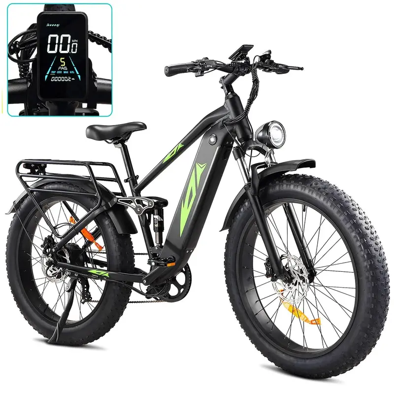 1000W Adult Fat-Tire E-Bike — 26" Full-Suspension Electric Bicycle, 48V 17.5Ah Battery, 28 MPH 2