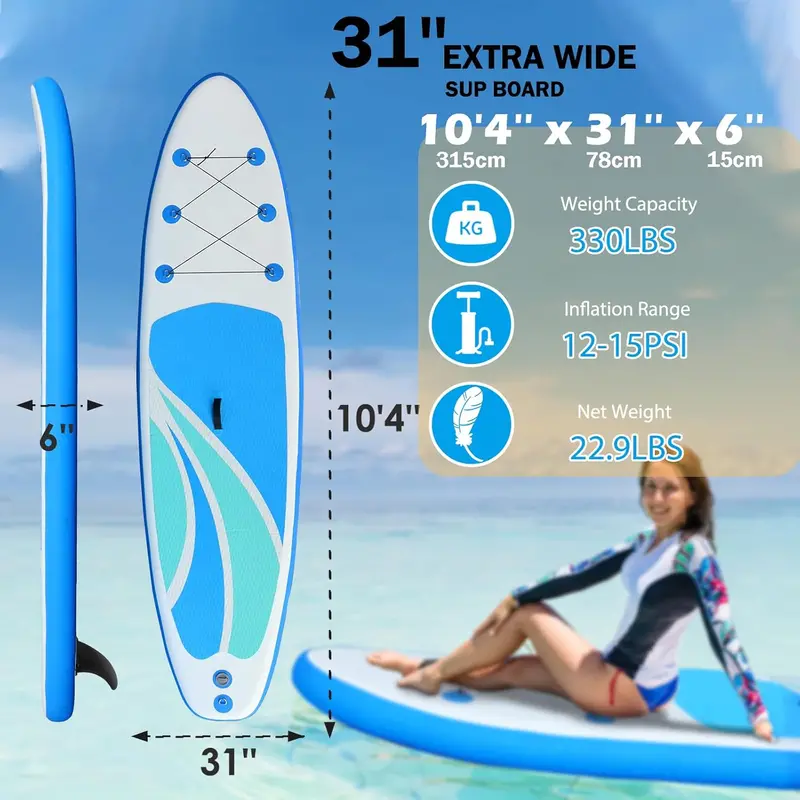 10'4" Lightweight Inflatable SUP for Adults – Stable, Travel-Friendly Board for New Paddlers 2