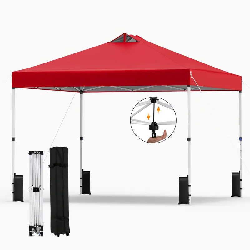 10x10-Foot Instant Pop-Up Canopy Tent with One-Touch Deployment, Integrated Sandbags, and Carrying Roller Bag